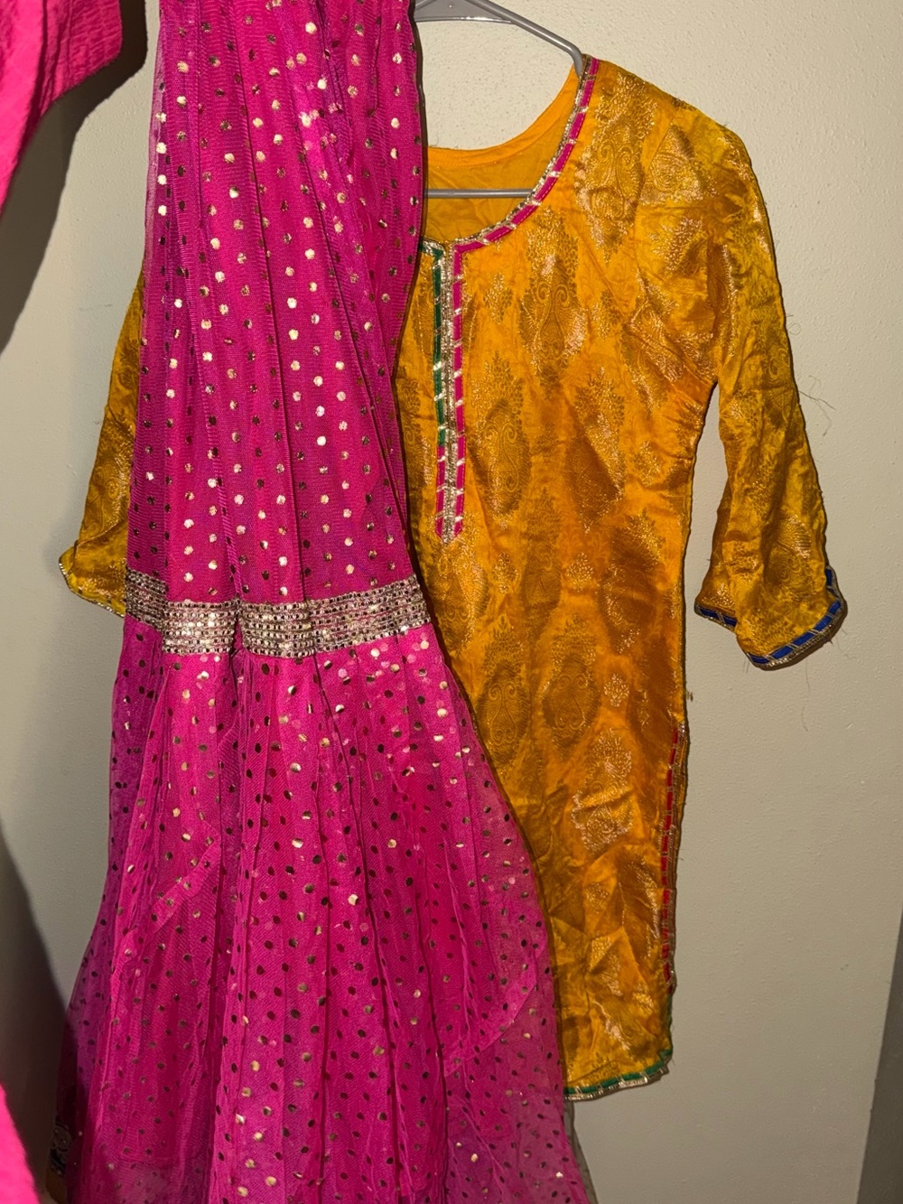 Traditional Yellow and Pink Ethnic desi outfit